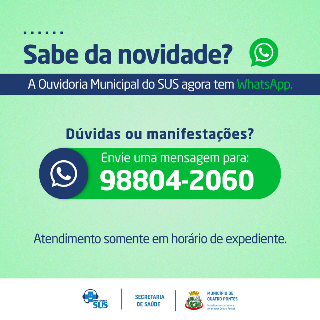 Quatro Pontes Implanta Whatsapp Na Ouvidoria Municipal Do Sus Portal Rondon 7773