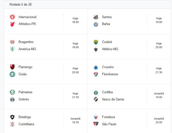 Brasileirão 2023: tabela completa com todos os jogos do Campeonato