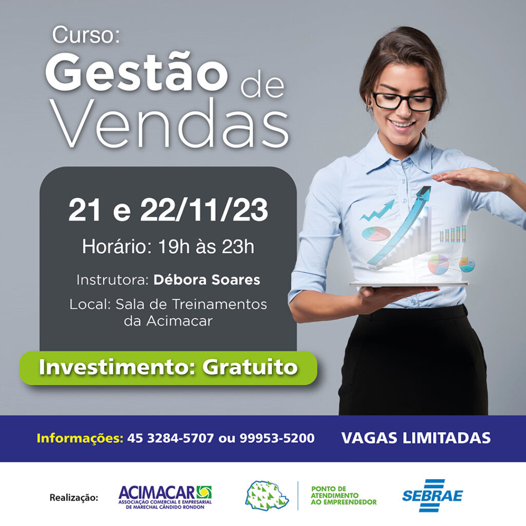 Acimacar promove oficina gratuita sobre gestão de vendas – Portal Rondon